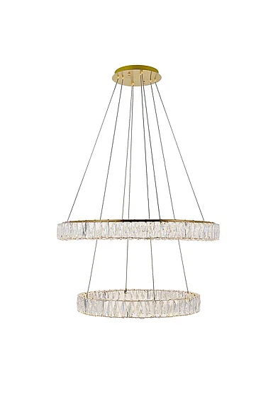 Elegant Monroe Integrated Led Chip Light Gold Chandelier Clear Royal Cut Crystal 3503G32G