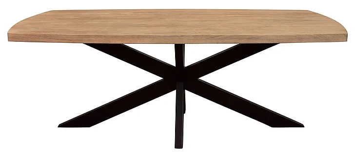 Moti Furniture Logan Dining Table with Acacia Wood Top and Iron Legs in Natural