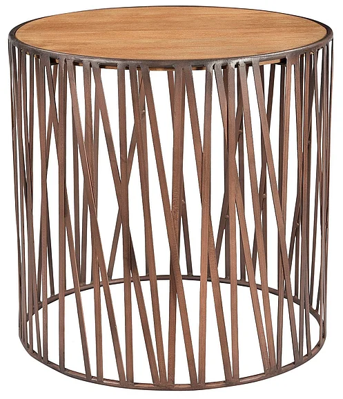 Moti Furniture Redondo Reid Round End Table in Antique Copper