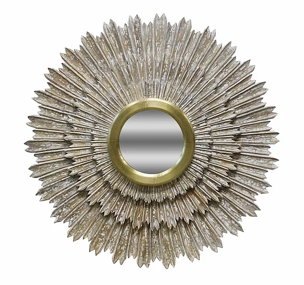 Moti Furniture Falcon Sunburst Wall Decor with Mirror in Brown 59007002