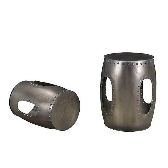 Moti Furniture Redondo Baton 2pc Occasional Tables in Nickel 59012002