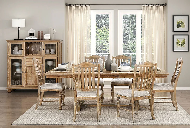 Homelegance Weatherford 7pc Dining Table Set in Wheat