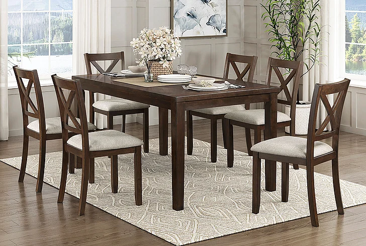 Homelegance Challis 7-Piece Pack Dinette Set in Dark Cherry 5905