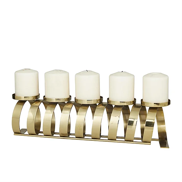 UMA CosmoLiving by Cosmopolitan Gold Stainless Steel Metal Decorative Candle Holder, 20" x 5" x 5" | 59243 CLOSEOUT