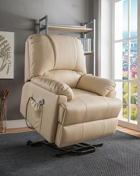 ACME Ixora Recliner with Power Lift and Massage in Beige Synthetic Leather 59286