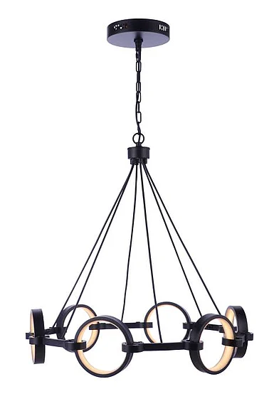 Craftmade Context 6 Light LED Chandelier in Flat Black 59326-FB-LED