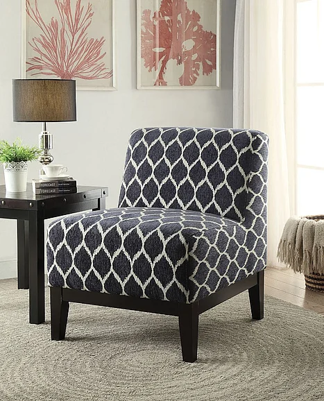 ACME Hinte Accent Chair in Dark Blue Chenille 59501