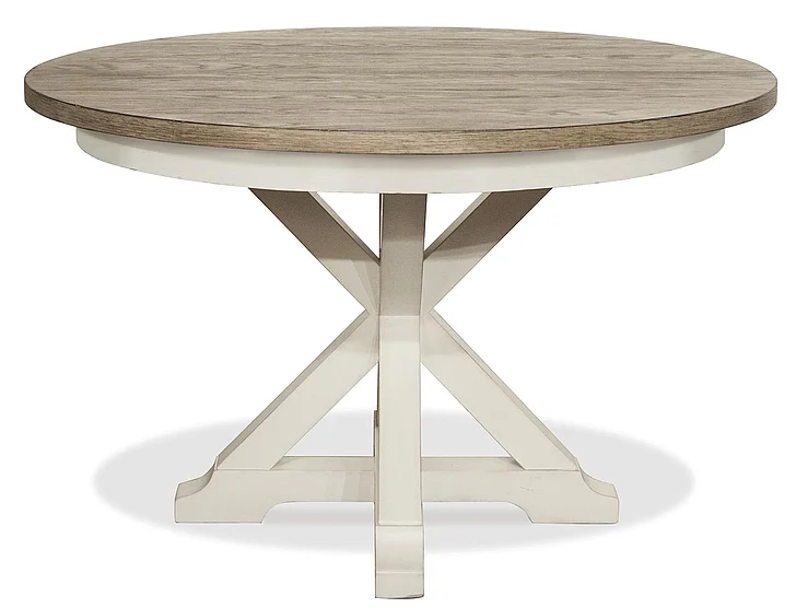 Riverside Myra Round Pedestal Dining Table in Natural/Paperwhite 59550-357