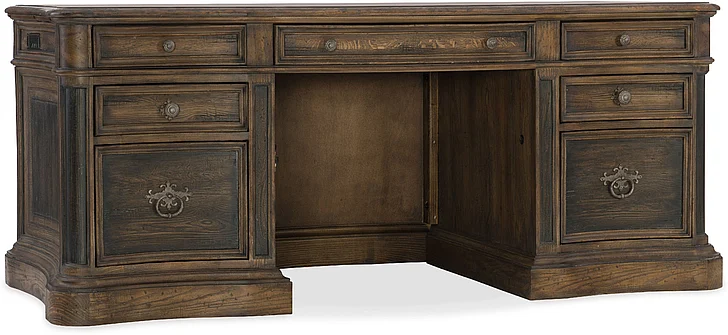 Hooker Furniture Hill Country St. Hedwig Executive Desk in Dark Wood 5960-10563-MULTI