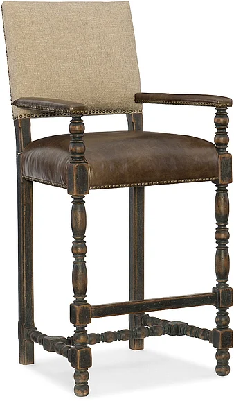 Hooker Furniture Hill Country Comfort Barstool (Set of 2) in Black 5960-20360-BLK