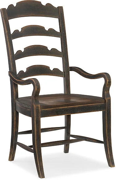 Hooker Furniture Hill Country Twin Sisters Ladderback Arm Chair (Set of 2) in Black 5960-75300-BLK