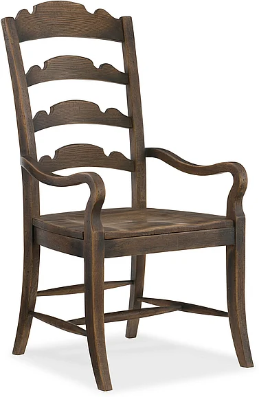 Hooker Furniture Hill Country Twin Sisters Ladderback Arm Chair (Set of 2) in Brown 5960-75300-BRN