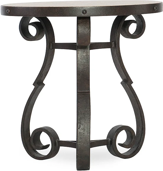 Hooker Furniture Hill Country Luckenbach Metal and Stone End Table in Dark Wood 5960-80113-MTL