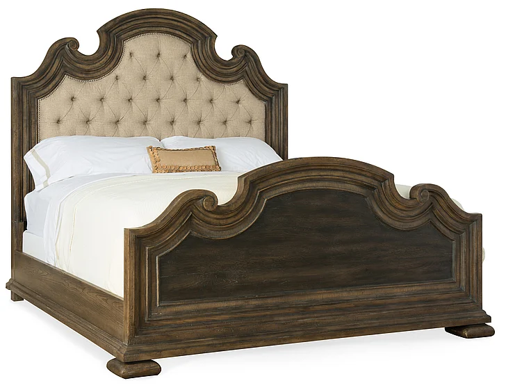 Hooker Furniture Hill Country Fair Oaks King Upholstered Bed in Dark Wood 5960-90866-MULTI