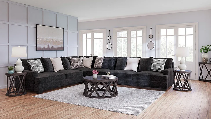 Lavernett 4-Piece Sectional Set in Charcoal