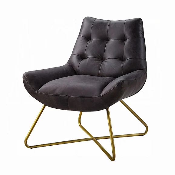 ACME Dhalsim Accent Chair in Antique Ebony Top Grain Leather 59666