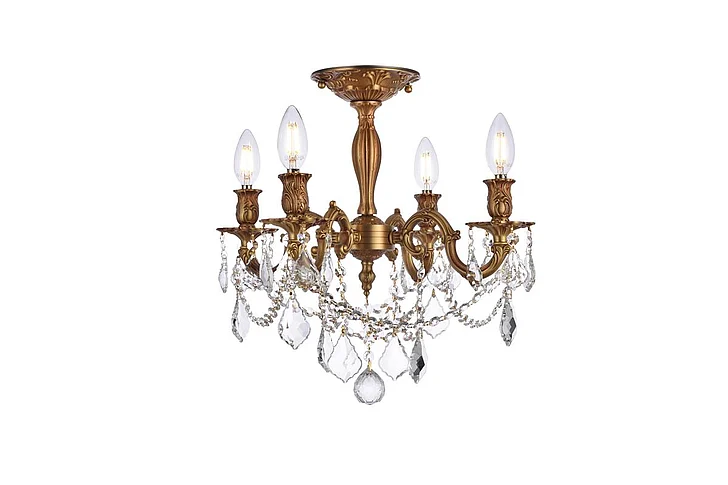 Elegant Rosalia 4 Light French Gold Flush Mount Clear Royal Cut Crystal 9204F17FG/RC