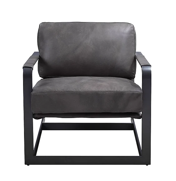 Acme Furniture Locnos Accent Chair in Gray Top Grain Leather & Black 59944