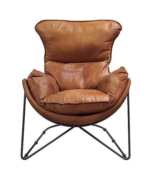 Acme Furniture Thurshan Accent Chair in Aperol Top Grain Leather & Black 59945