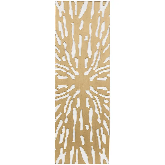 UMA Gold Wooden Starburst Abstract Carved Home Wall Decor with White Backing, 12" x 1" x 36" | 59980 CLOSEOUT