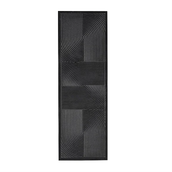 UMA CosmoLiving by Cosmopolitan Black Wooden Geometric Handmade Carved Panel Home Wall Decor with Looped Sand Art Design, 16" x 1" x 48" | 59993