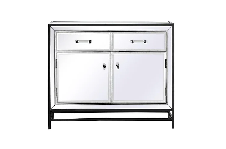 Elegant James 38 In. Mirrored Cabinet in Black MF72038BK