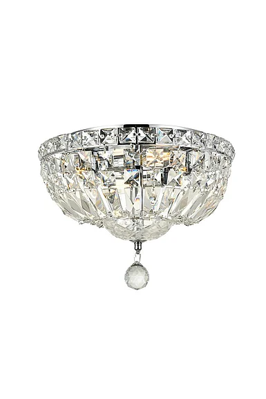 Elegant Tranquil 4 Light Chrome Flush Mount Clear Royal Cut Crystal V2528F12C/RC