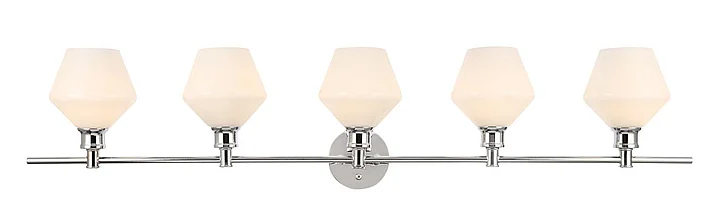 Elegant Gene 5 Light Chrome and Frosted White Glass Wall Sconce LD2325C