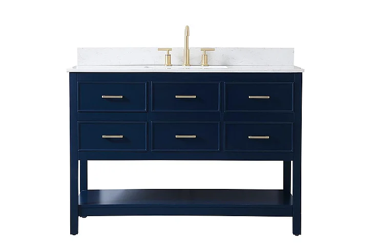 Elegant 48 In. Single Bathroom Vanity in Blue with Backsplash VF19048BL-BS