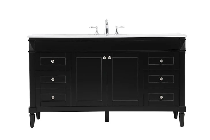 Elegant 60 In. Single Bathroom Vanity in Black VF31860BK