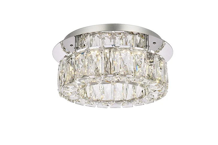 Elegant Monroe 12 In. Led Single Flush Mount in Chrome 3503F12C