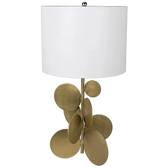 Noir Furniture Vadim Table Lamp with Shade in Metal with Brass LAMP628MBSH