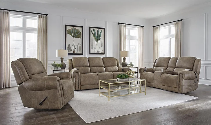 Corinthian MS68001 Burr Ridge 2pc Reclining Living Room Set in Tumbler Hazelnut