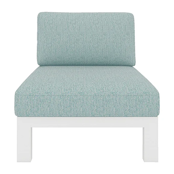 Chromcraft Newport Outdoor Modular Armless Chair in Bluepoint Lagoon Fabric with White Metal
