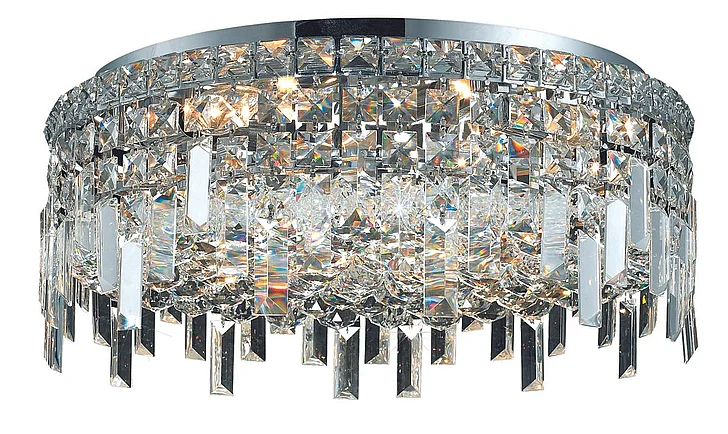 Elegant Maxime 6 Light Chrome Flush Mount Clear Royal Cut Crystal V2031F20C/RC