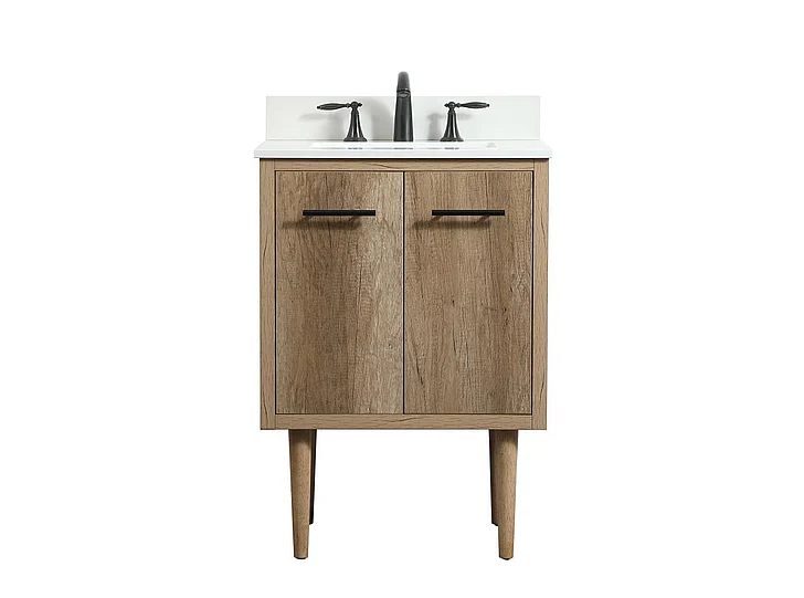 Elegant 24 In. Single Bathroom Vanity in Natural Oak with Backsplash VF48024NT-BS CLOSEOUT