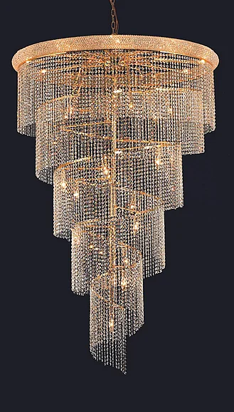 Elegant Spiral 29 Light Gold Chandelier Clear Royal Cut Crystal V1801SR48G/RC