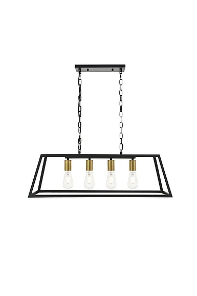 Elegant Resolute 4 Light Brass and Black Pendant LD4061D32BRB CLOSEOUT
