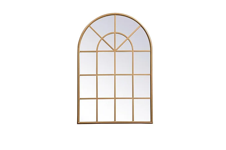 Elegant Metal Windowpane Mirror 28 In. x 41 In. in In Brass MR612842BR