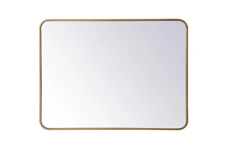 Elegant Soft Corner Metal Rectangular Mirror 27X36 In. in Brass MR802736BR