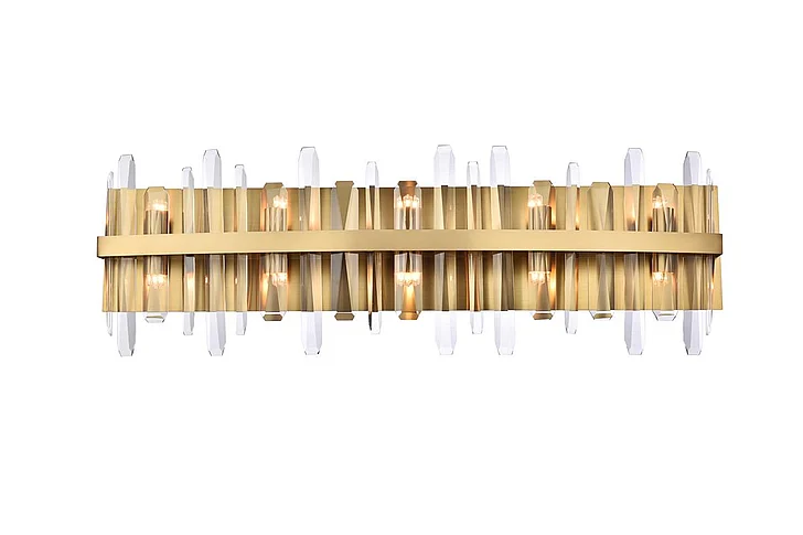 Elegant Serena 36 In. Crystal Bath Sconce in Satin Gold 2200W36SG