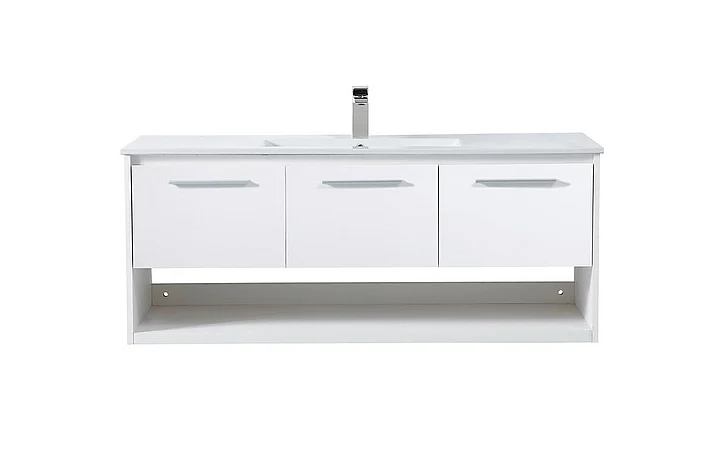 Elegant 48 In. Single Bathroom Floating Vanity in White VF43048WH CLOSEOUT