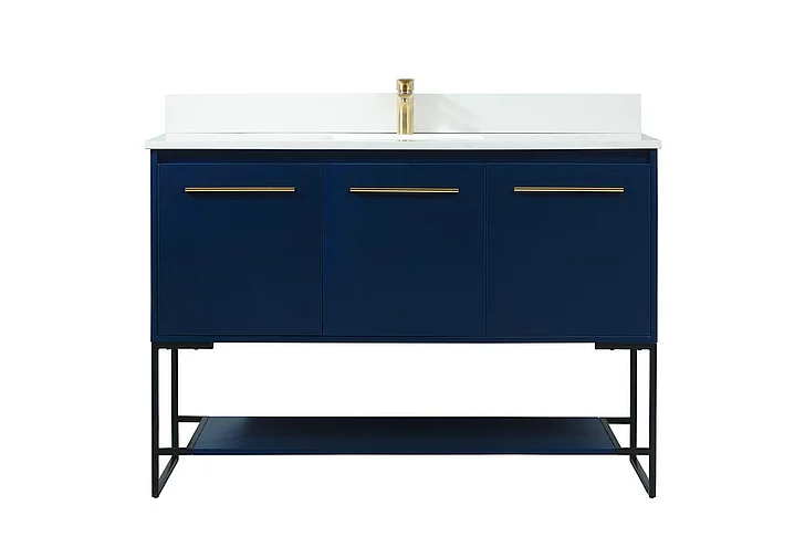 Elegant 48 In. Single Bathroom Vanity in Blue with Backsplash VF42548MBL-BS CLOSEOUT