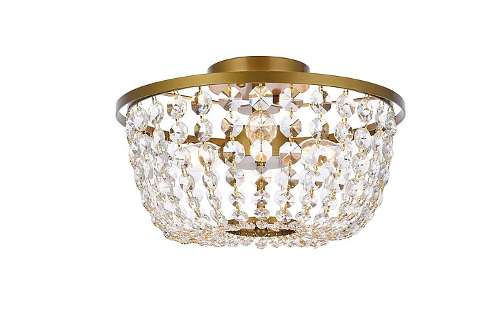 Elegant Cora 13 In. Flush Mount in Brass 1109F13BR