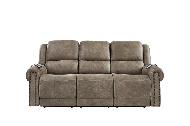 Corinthian MS68001 Burr Ridge Power Headrest Sofa in Tumbler Hazelnut FG68001-39HRLB