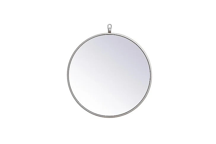 Elegant Metal Frame Round Mirror with Decorative Hook 18 In. in Silver MR4718S