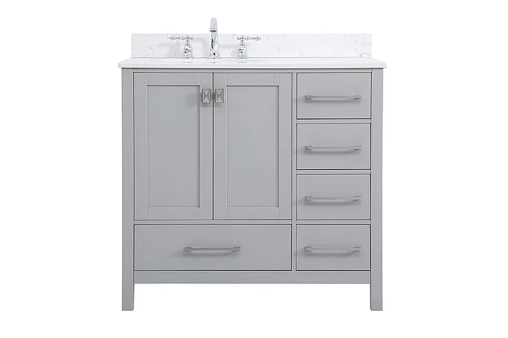 Elegant 36 In. Single Bathroom Vanity in Gray with Backsplash VF18836GR-BS