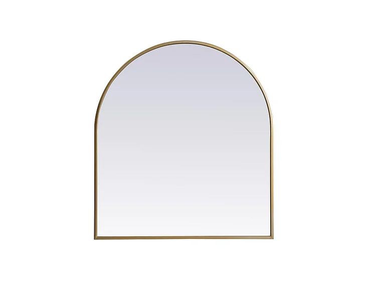 Elegant Metal Frame Arch Mirror 27X30 In. in Brass MR1A2730BRS