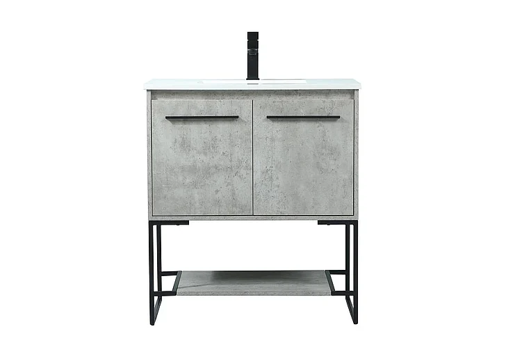 Elegant 30 In. Single Bathroom Vanity in Concrete Grey VF42530MCG