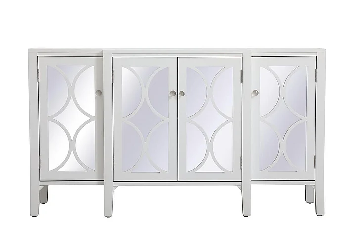 Elegant 60 In. Mirrored Credenza in White MF82001WH CLOSEOUT
